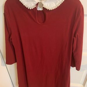 SHEIN Red Dress with pearl collar